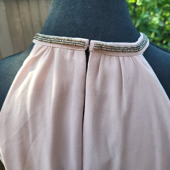 Chiffon Cocktail Dress with Beaded Neck and Waist Accents Size 10 - Picture 5 of 11